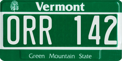 VT license plate ORR142
