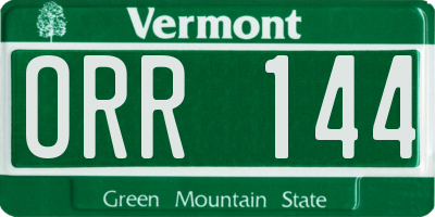 VT license plate ORR144