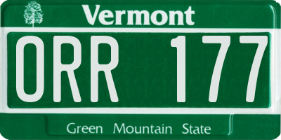 VT license plate ORR177