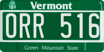 VT license plate ORR516