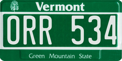VT license plate ORR534