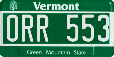 VT license plate ORR553