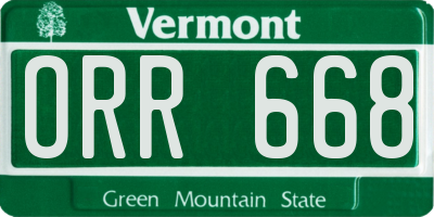 VT license plate ORR668