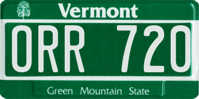 VT license plate ORR720