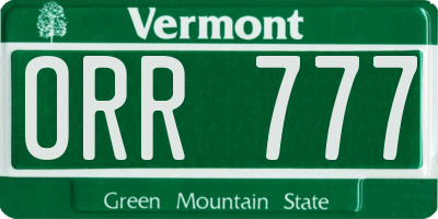 VT license plate ORR777