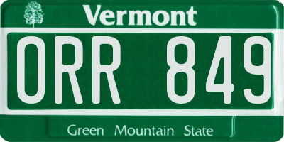 VT license plate ORR849