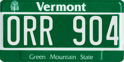 VT license plate ORR904