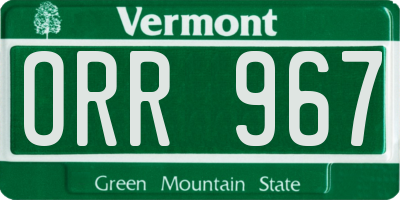 VT license plate ORR967
