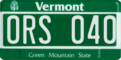 VT license plate ORS040