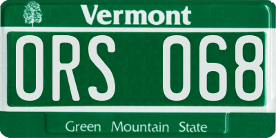 VT license plate ORS068