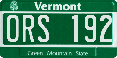 VT license plate ORS192