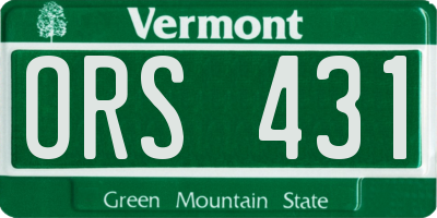 VT license plate ORS431