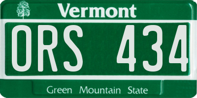 VT license plate ORS434