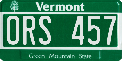 VT license plate ORS457
