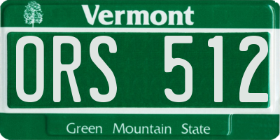 VT license plate ORS512