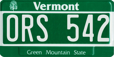 VT license plate ORS542