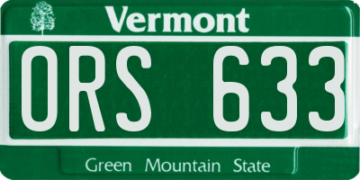 VT license plate ORS633