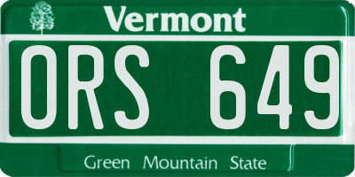 VT license plate ORS649