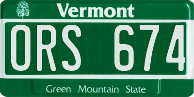 VT license plate ORS674