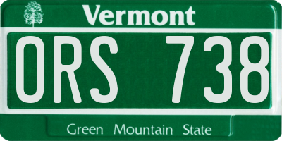 VT license plate ORS738