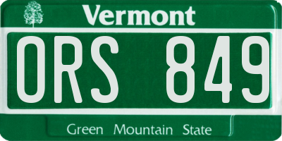 VT license plate ORS849