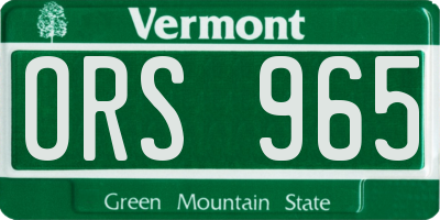 VT license plate ORS965