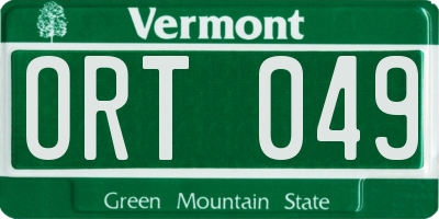 VT license plate ORT049