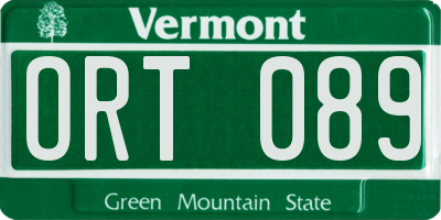 VT license plate ORT089