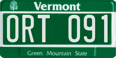 VT license plate ORT091