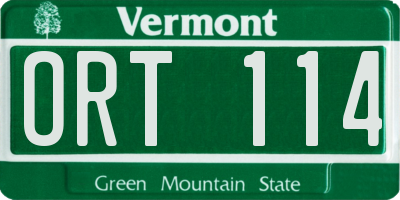 VT license plate ORT114