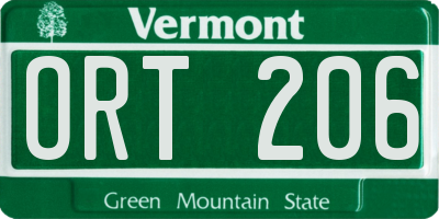 VT license plate ORT206