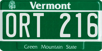 VT license plate ORT216