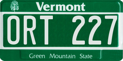 VT license plate ORT227