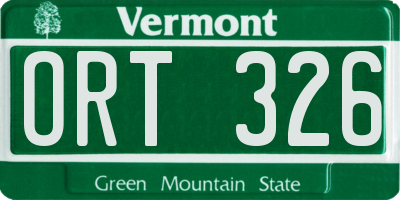 VT license plate ORT326