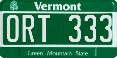 VT license plate ORT333
