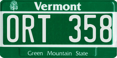 VT license plate ORT358