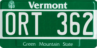 VT license plate ORT362