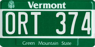 VT license plate ORT374