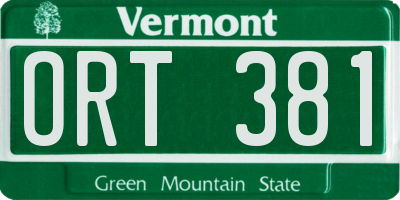 VT license plate ORT381