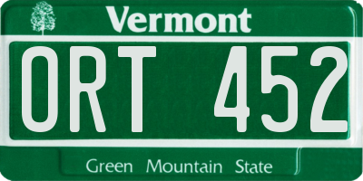 VT license plate ORT452