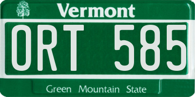 VT license plate ORT585