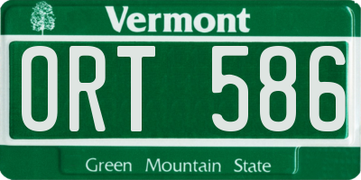 VT license plate ORT586