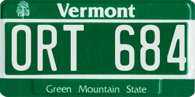 VT license plate ORT684