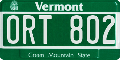 VT license plate ORT802