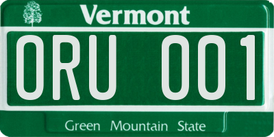 VT license plate ORU001