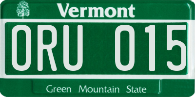 VT license plate ORU015