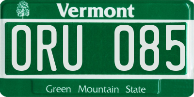 VT license plate ORU085