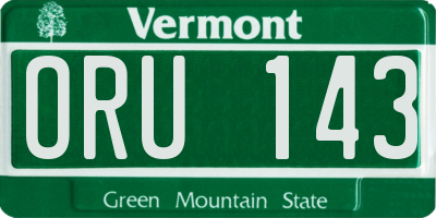 VT license plate ORU143