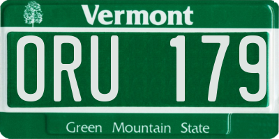 VT license plate ORU179