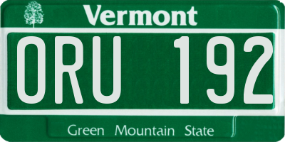 VT license plate ORU192